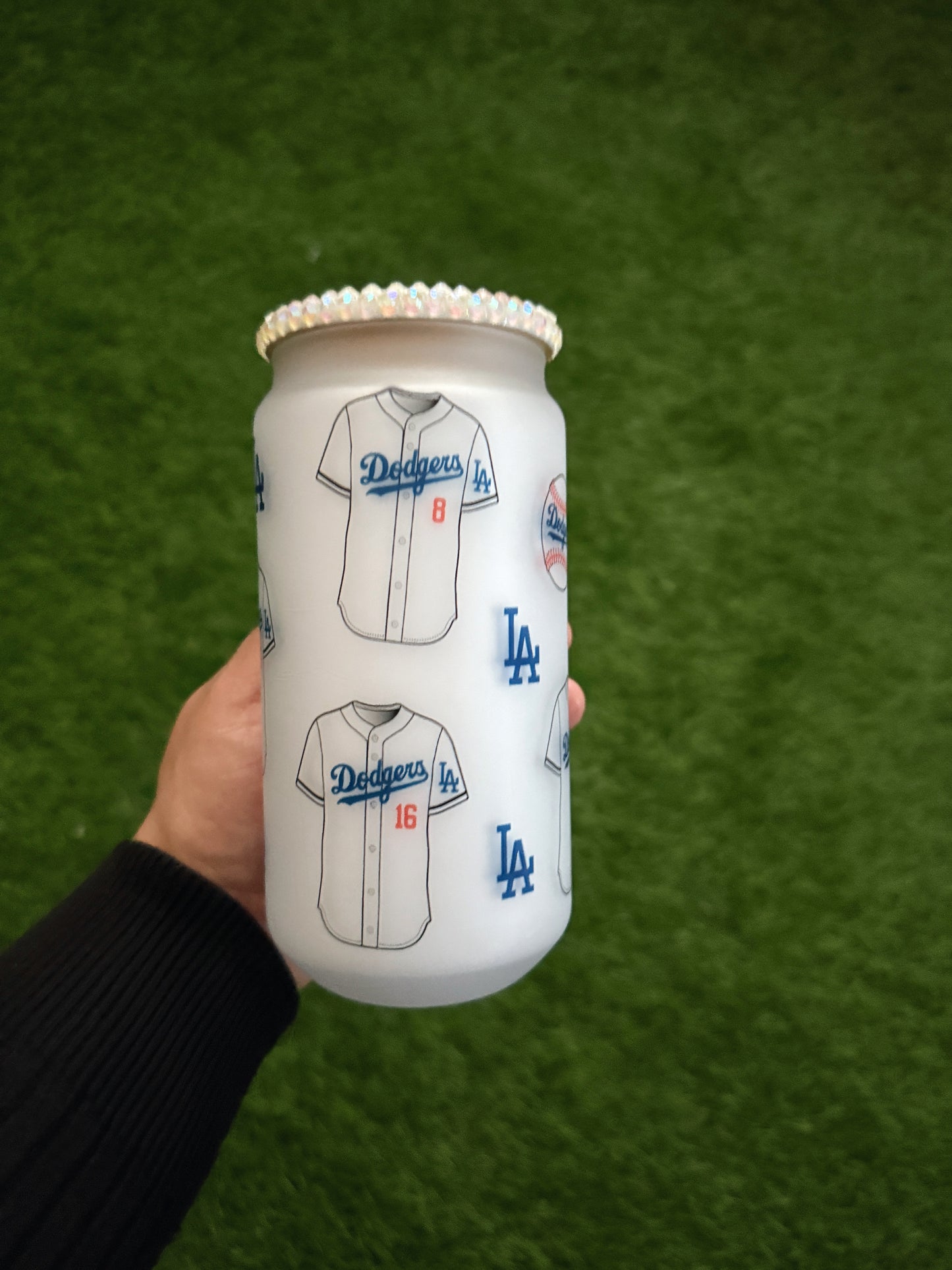 Boys in Blue Baseball Glass Can