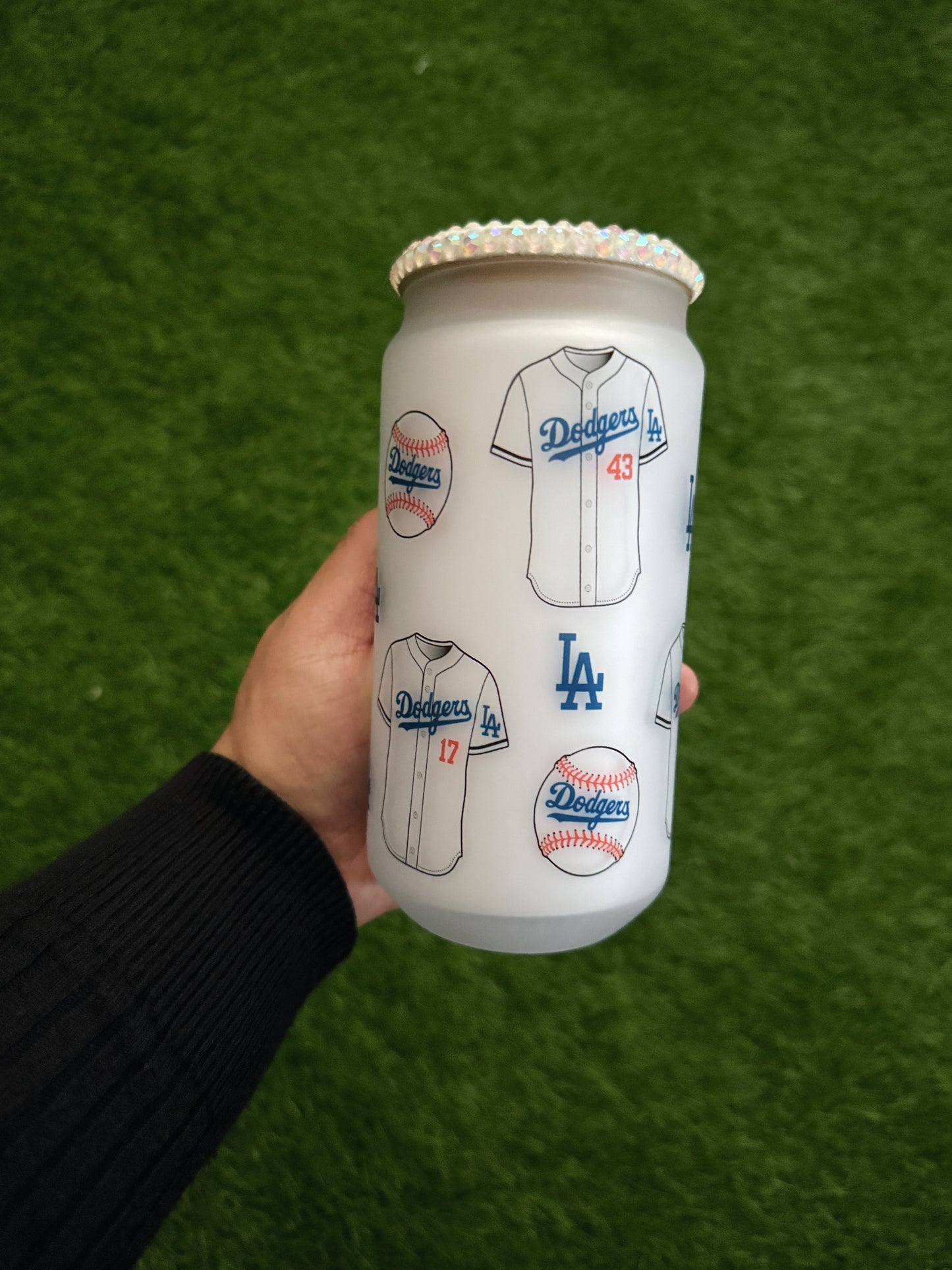 Boys in Blue Baseball Glass Can
