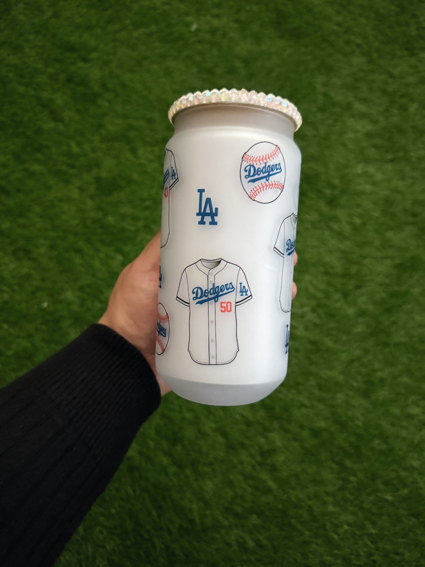 Boys in Blue Baseball Glass Can