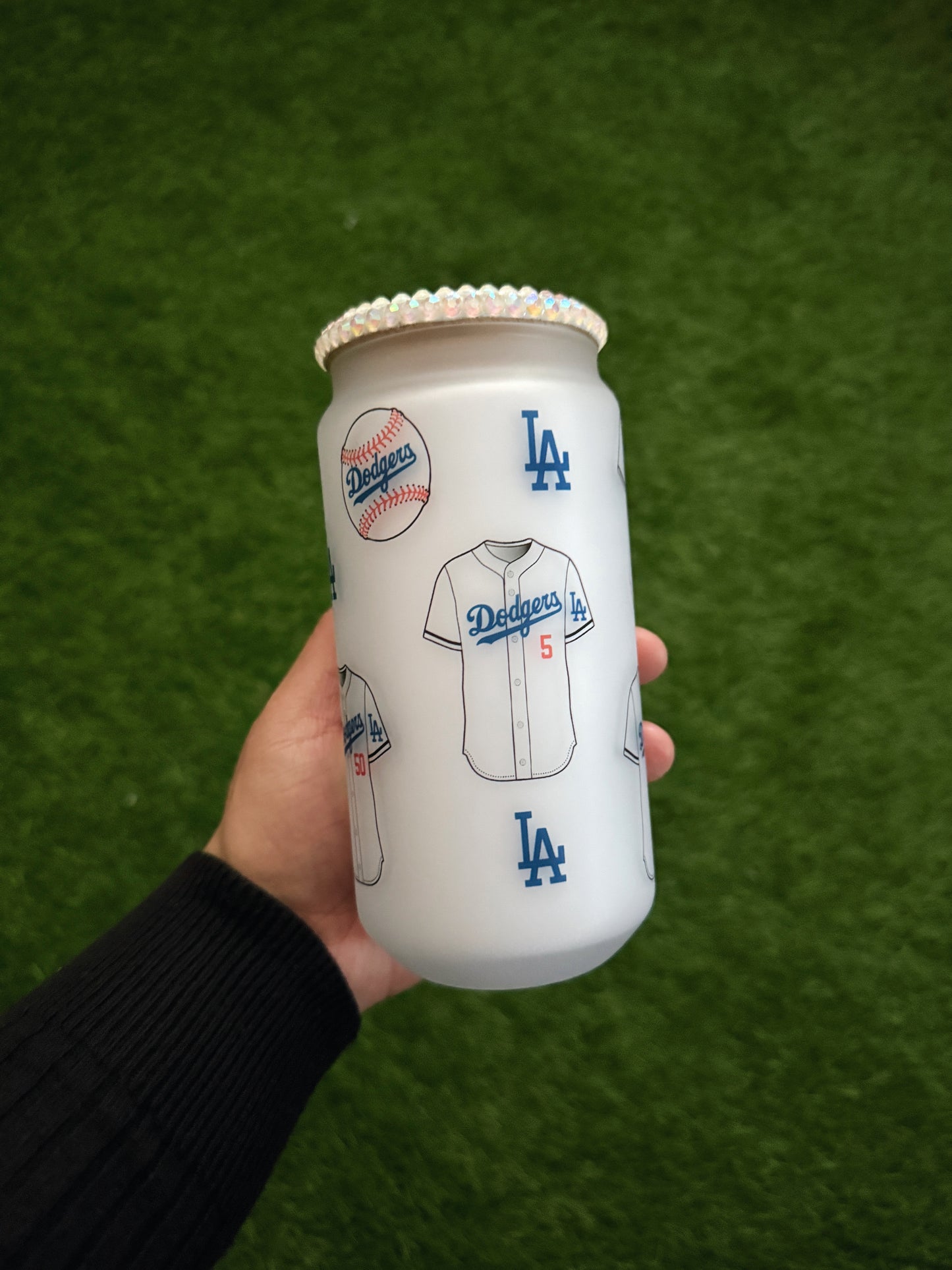 Boys in Blue Baseball Glass Can